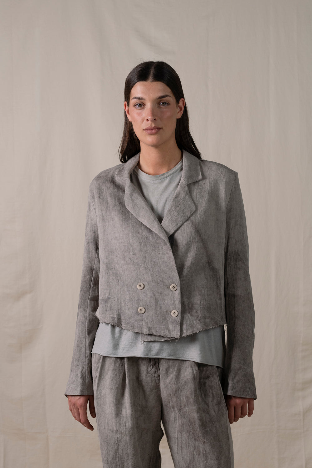 Short Blazer Hand-dyed Linen