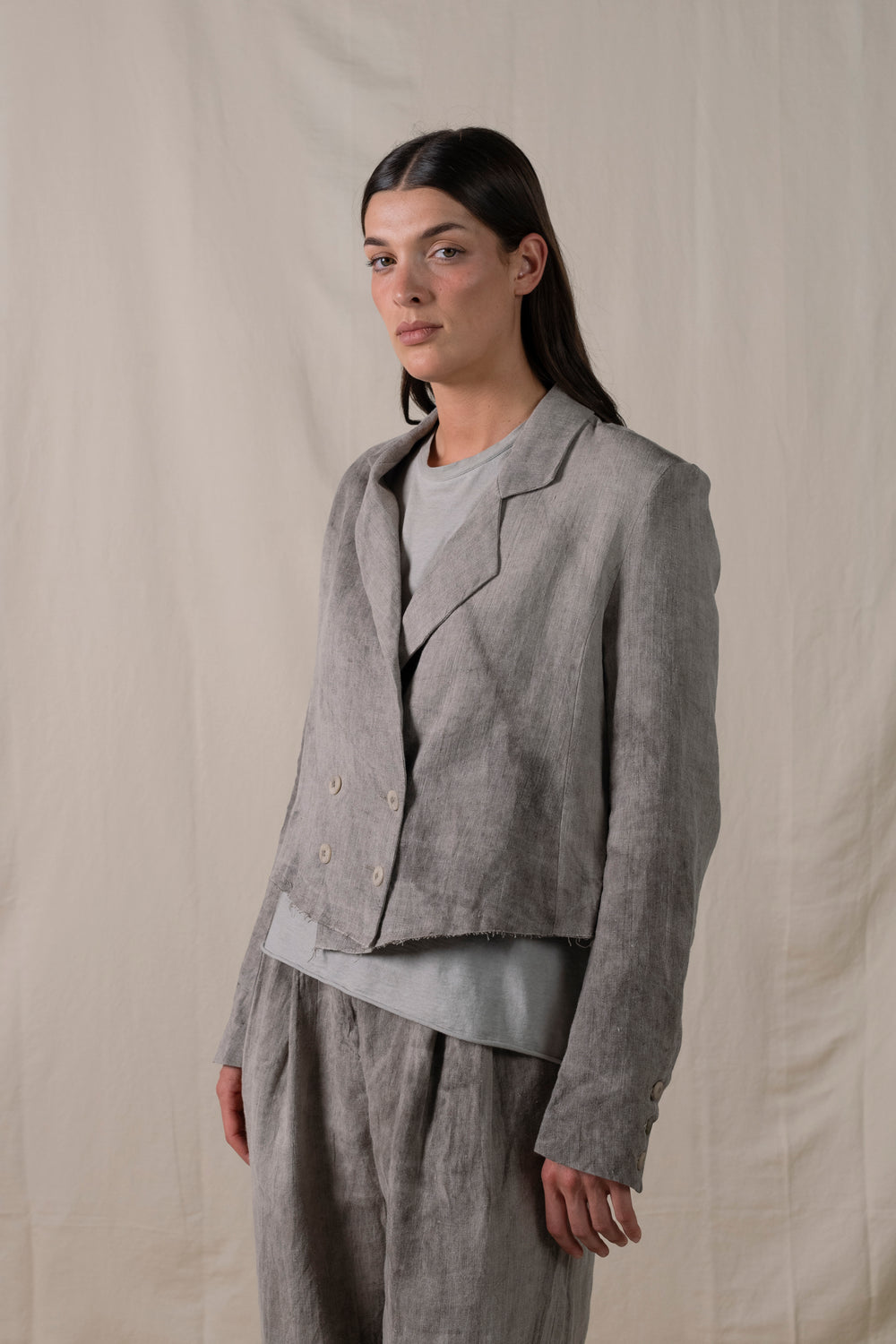 Short Blazer Hand-dyed Linen