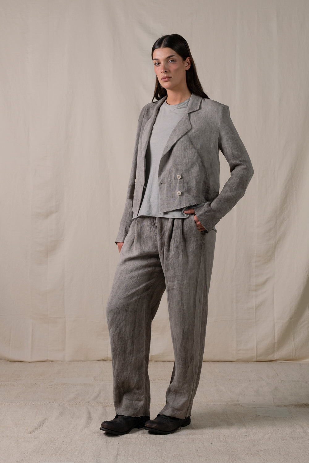 Short Blazer Hand-dyed Linen