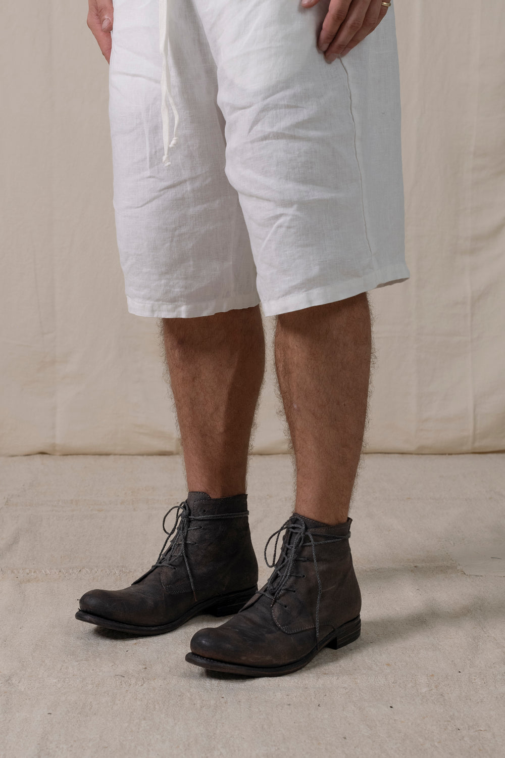 Low Lace Up Ankle Boots Dark Grey Brown