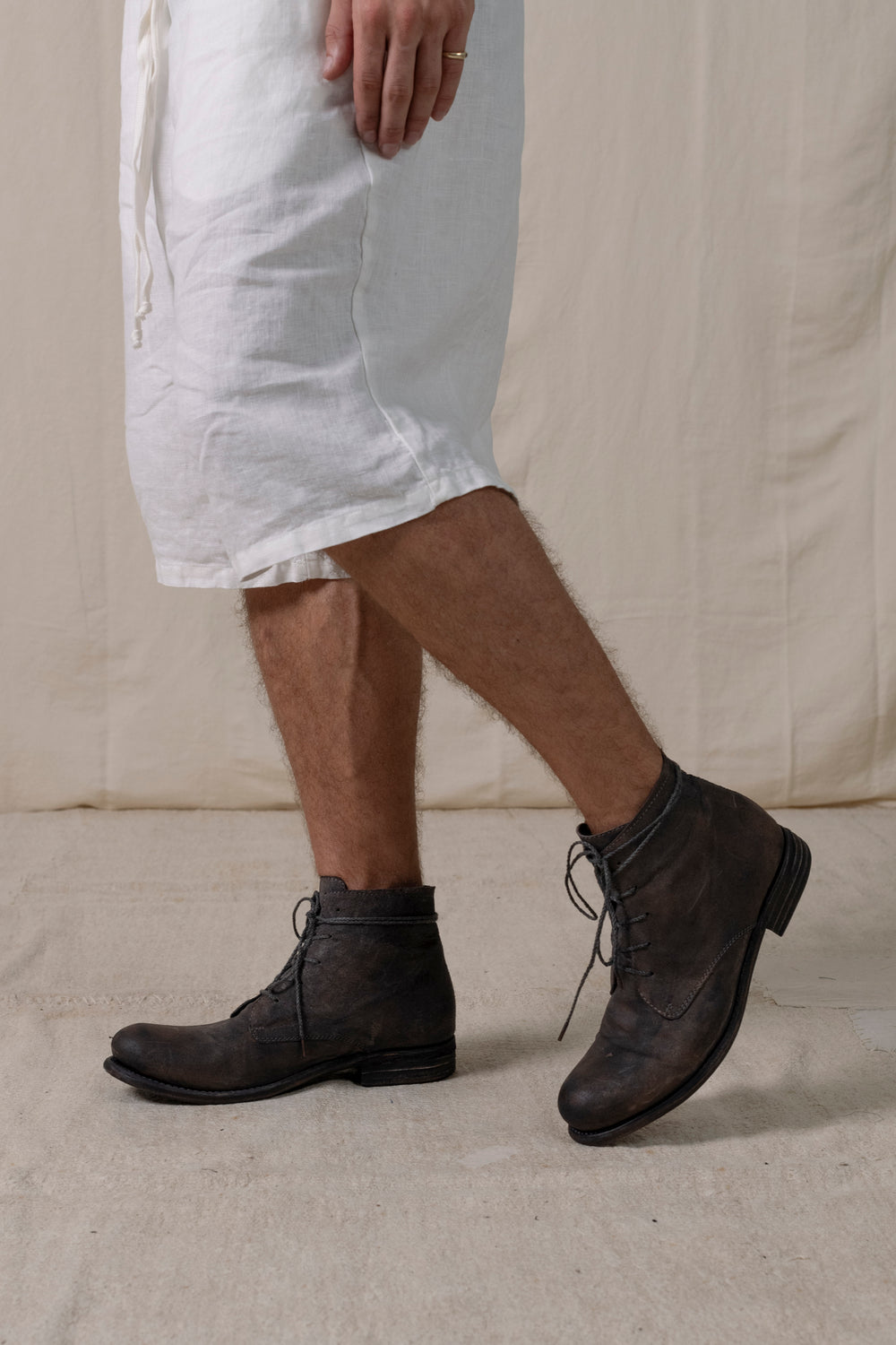Low Lace Up Ankle Boots Dark Grey Brown