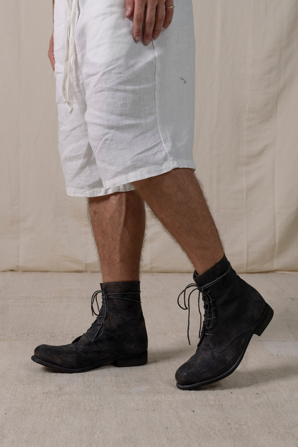 Mid Lace Up Boots Dark Grey Brown