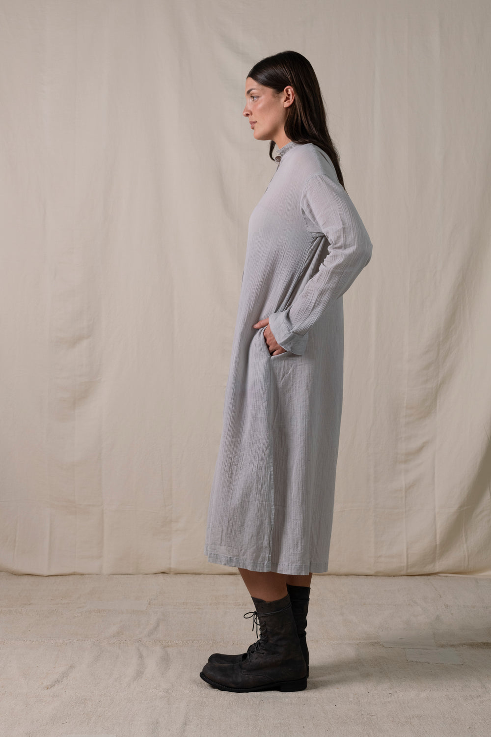 Long Shirt Dress Light Grey