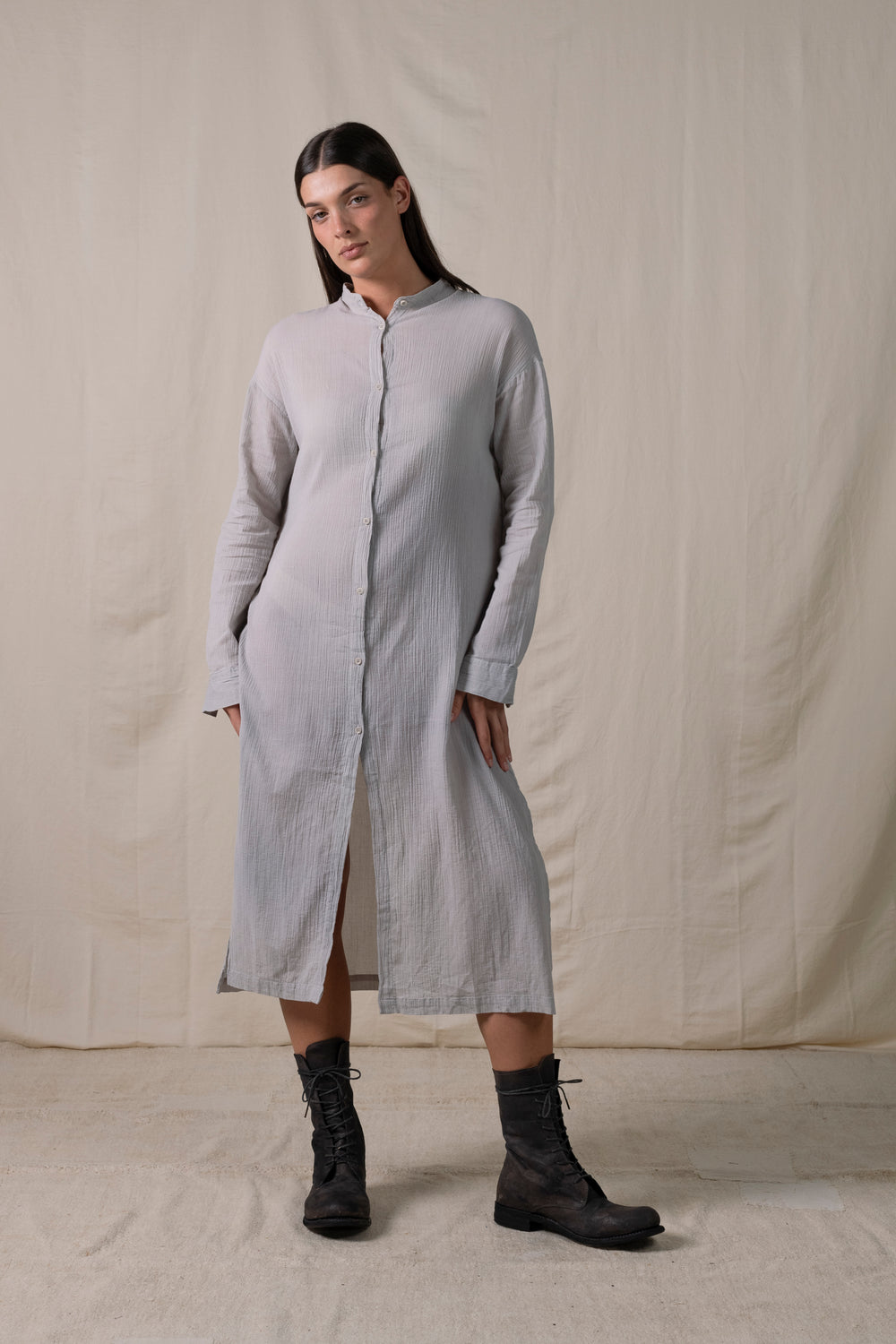 Long Shirt Dress Light Grey