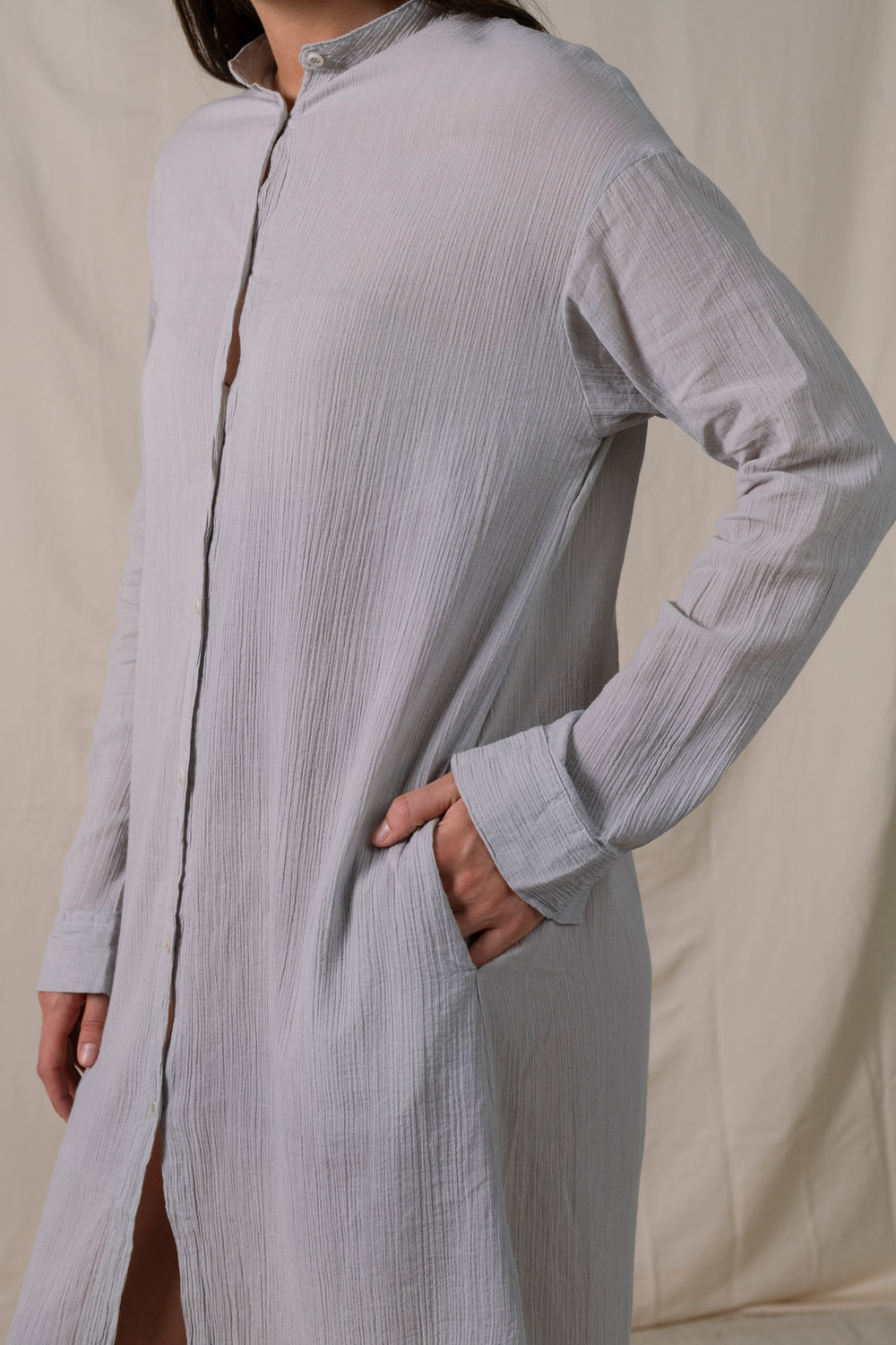 Long Shirt Dress Light Grey