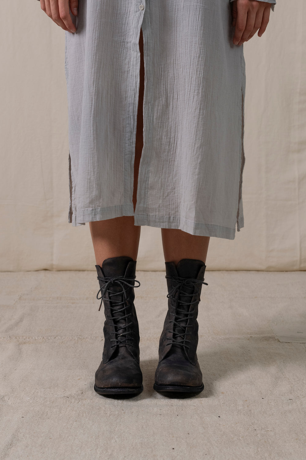 Womens High Lace Up Boot Dark Grey Brown