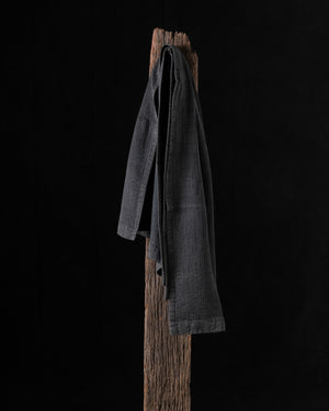 Linen and Cotton Jacquard Towel Washed Black