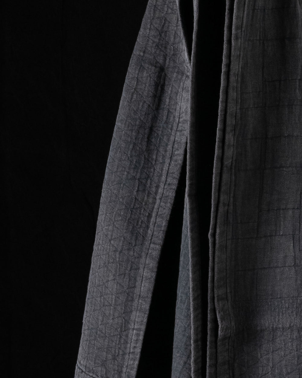 Linen and Cotton Jacquard Towel Washed Black