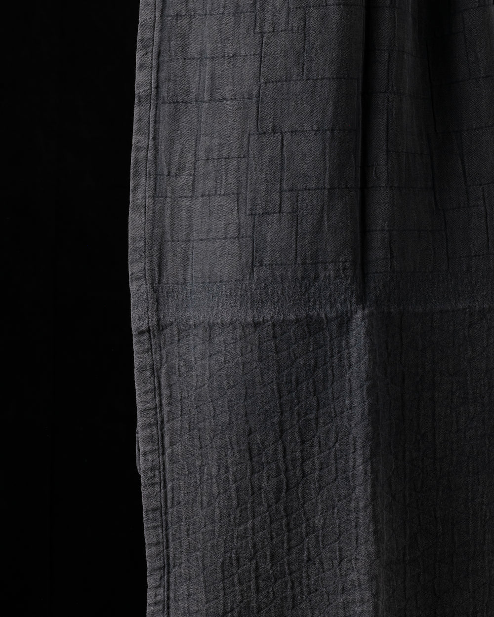 Linen and Cotton Jacquard Towel Washed Black