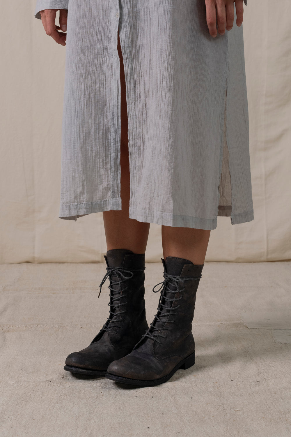 Womens High Lace Up Boot Dark Grey Brown