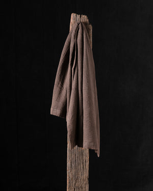 Linen and Cotton Jacquard Towel Chocolate