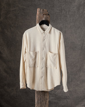 Unisex Wide Long Sleeve Shirt in Ecru