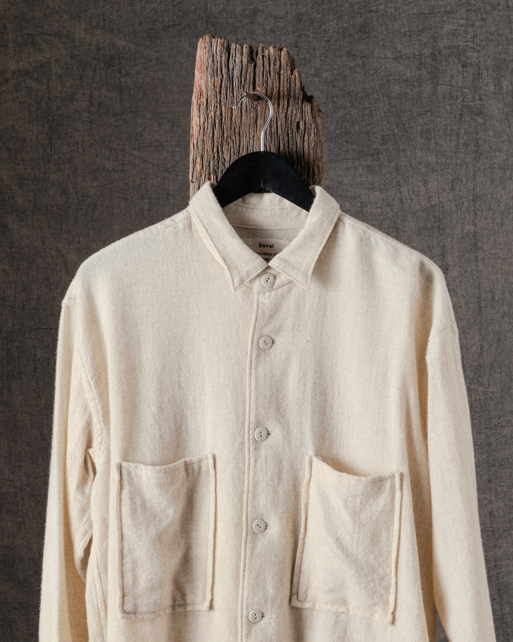 Unisex Wide Long Sleeve Shirt in Ecru