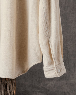 Unisex Wide Long Sleeve Shirt in Ecru