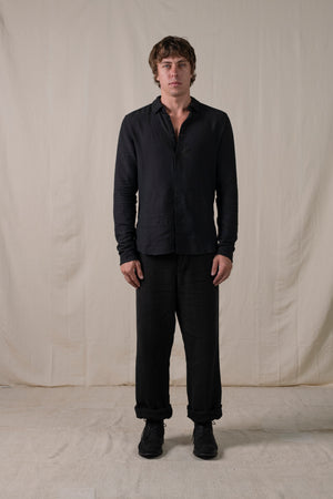 Regular Shirt Cotton Linen Black