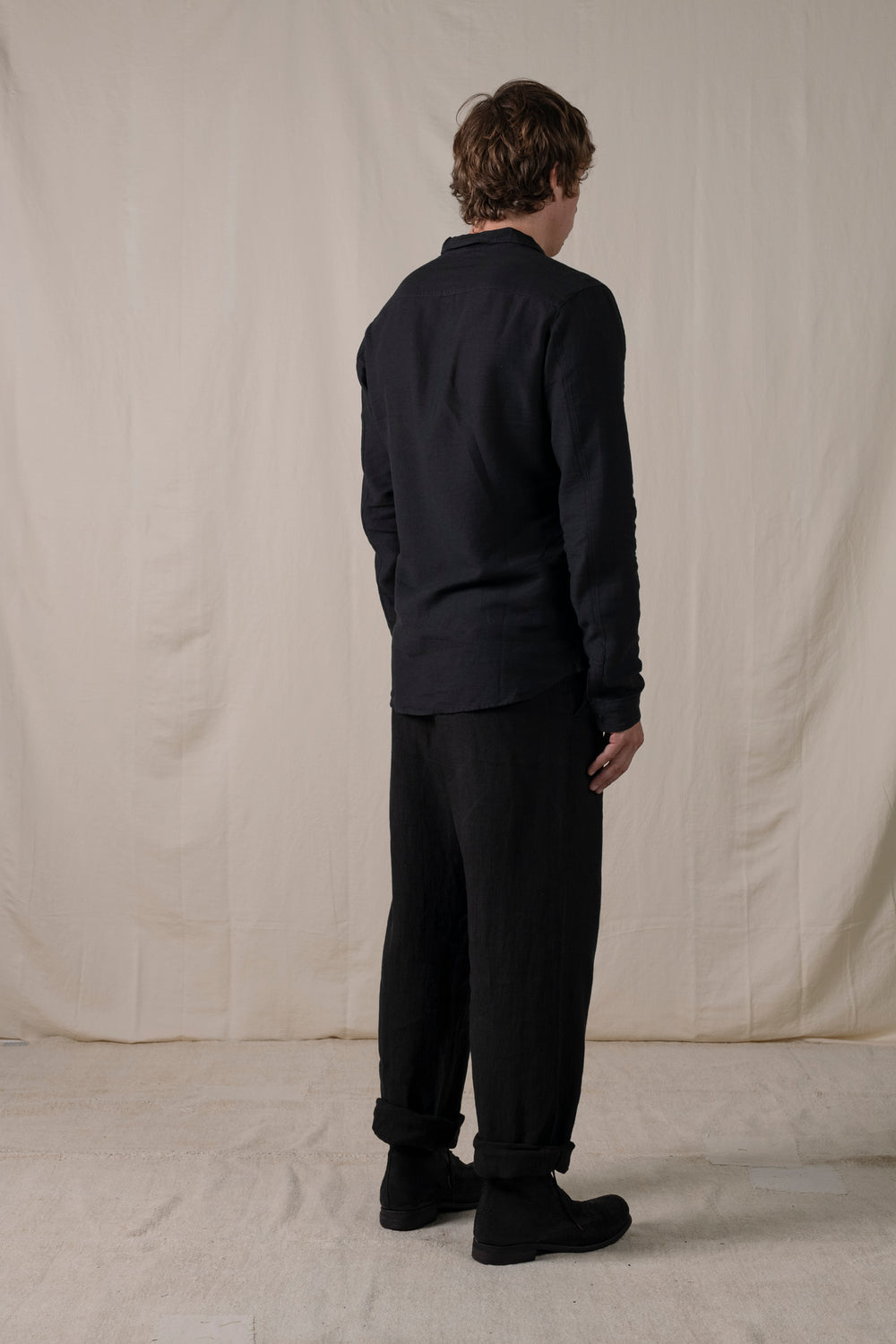 Regular Shirt Cotton Linen Black