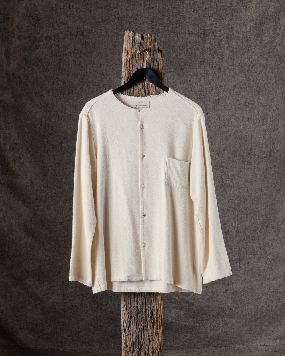 Unisex No Collar Shirt in Natural