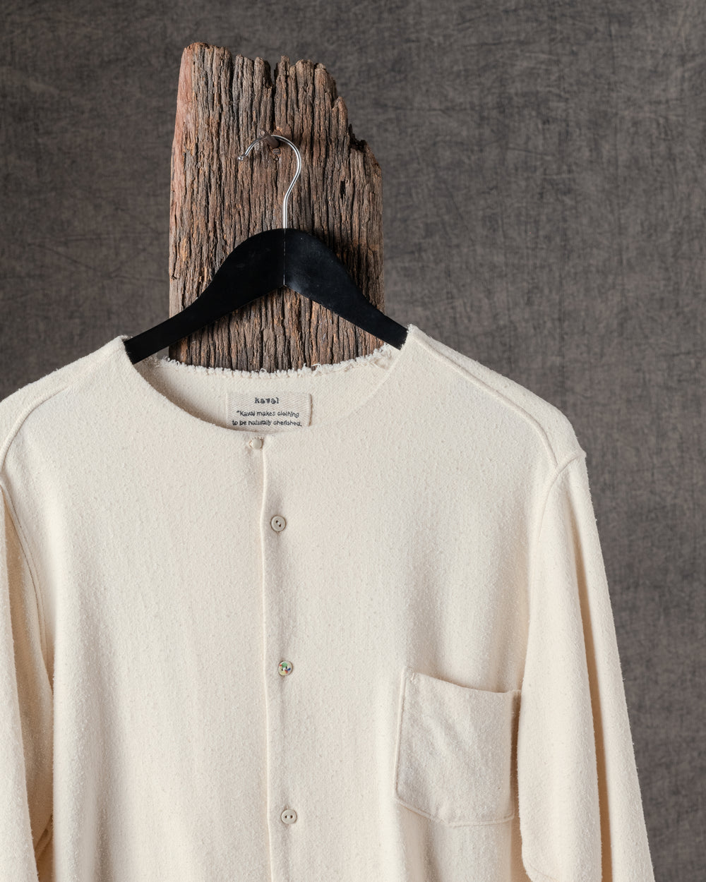 Unisex No Collar Shirt in Natural