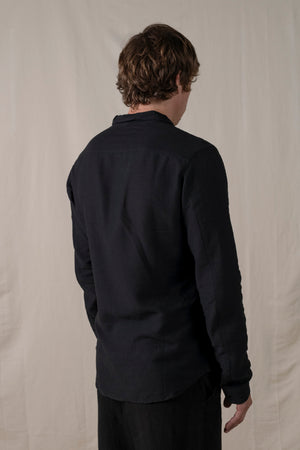 Regular Shirt Cotton Linen Black