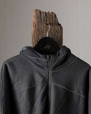 Hooded Leather Jacket Anthracite