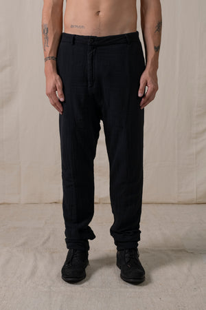 Front Panel Pants Cotton Black