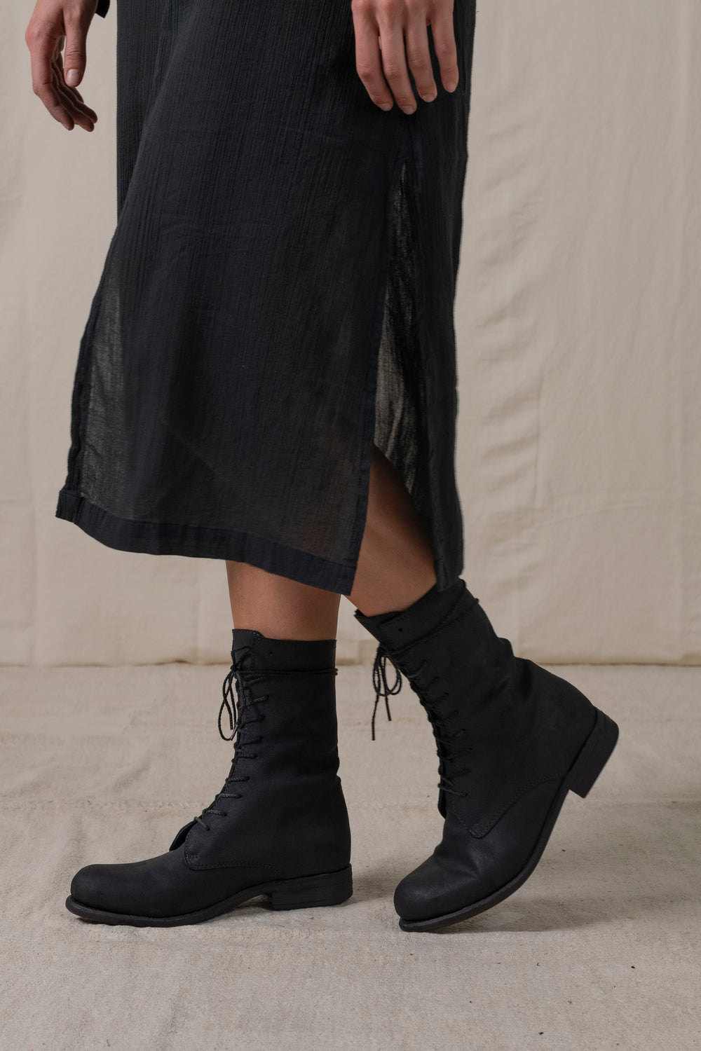 Womens High Lace Up Boots Black