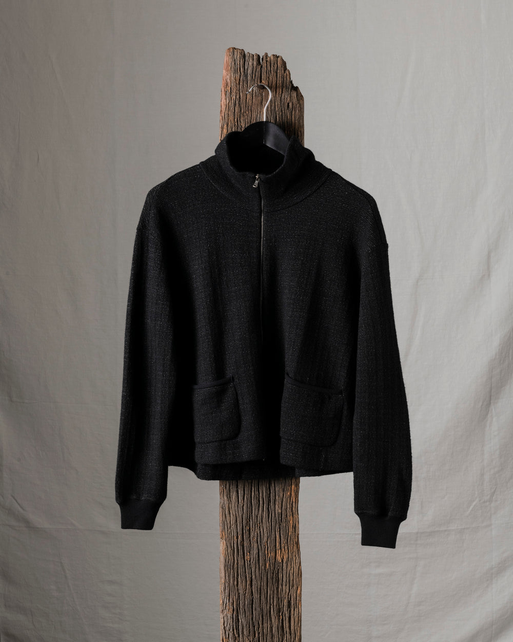 Knit Short Zip Jacket Black