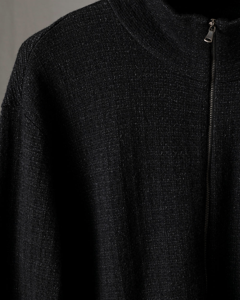 Knit Short Zip Jacket Black
