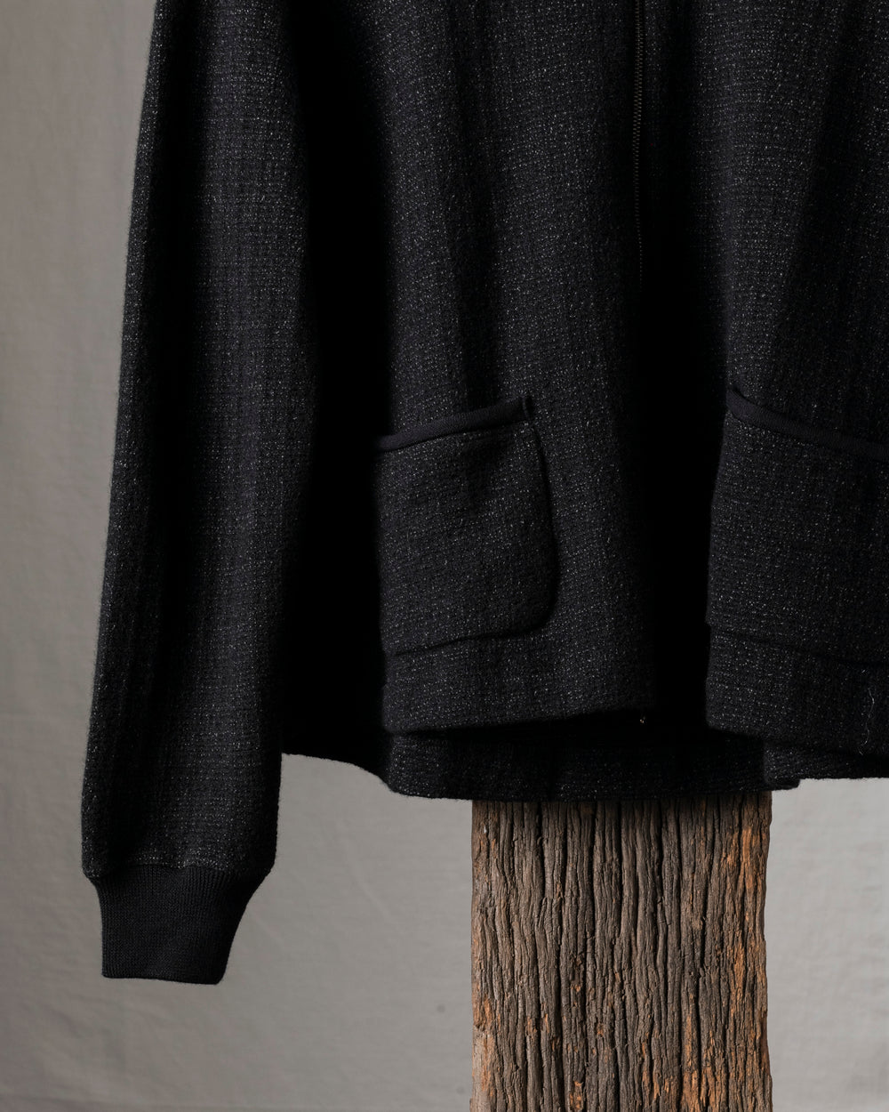 Knit Short Zip Jacket Black