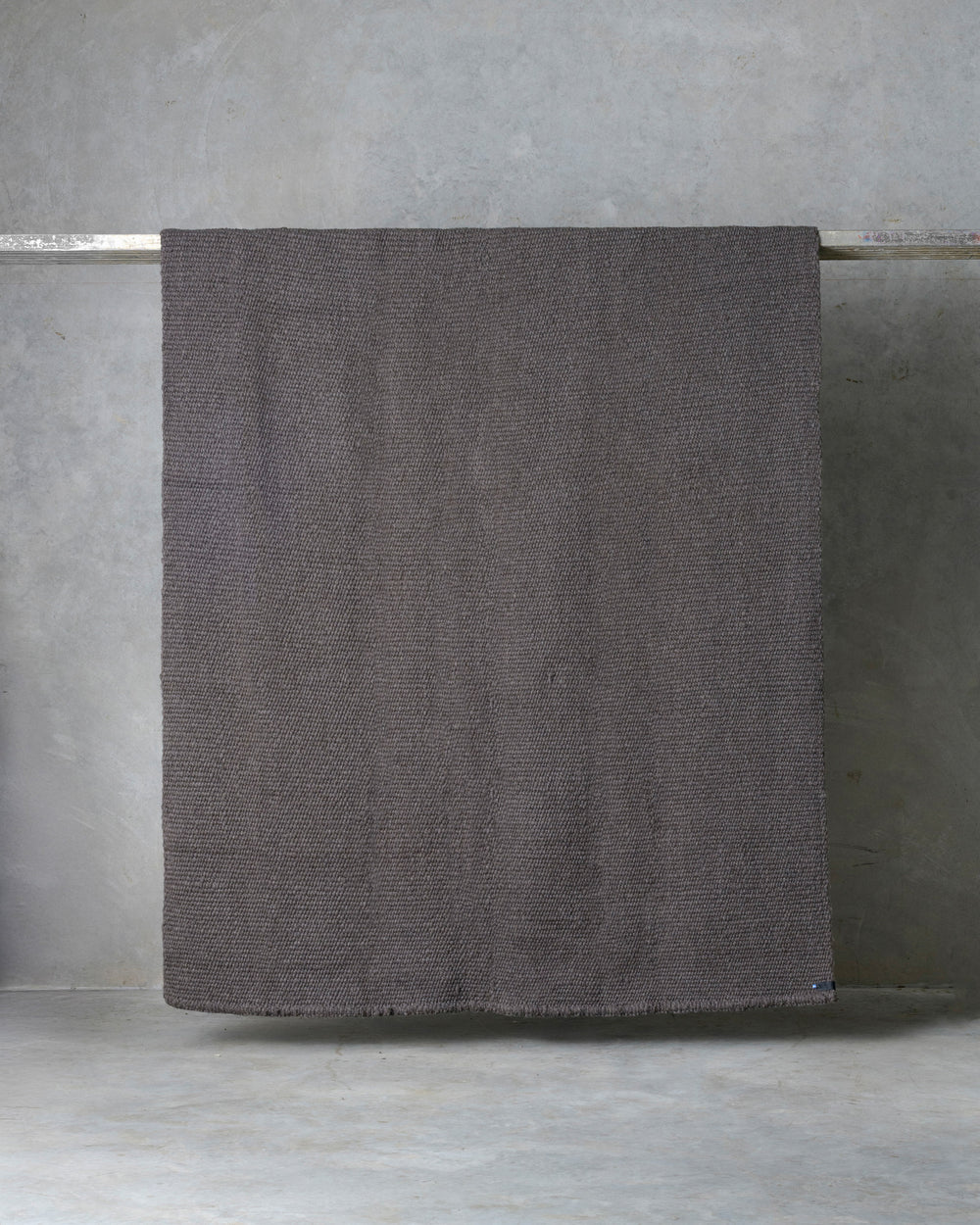 Dark Grey Cardada Wool Rug w Thin Weave