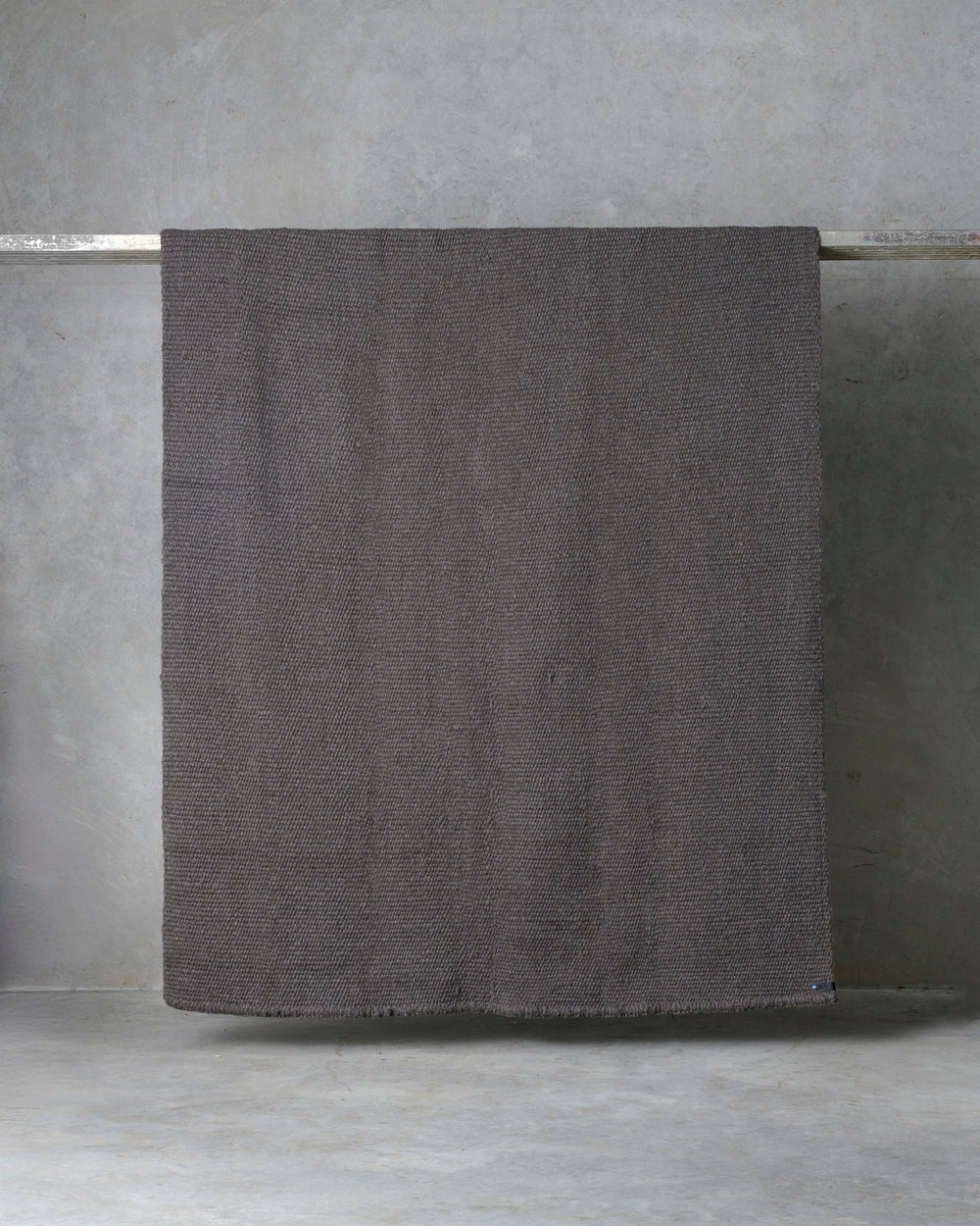 Dark Grey Cardada Wool Rug w Thin Weave