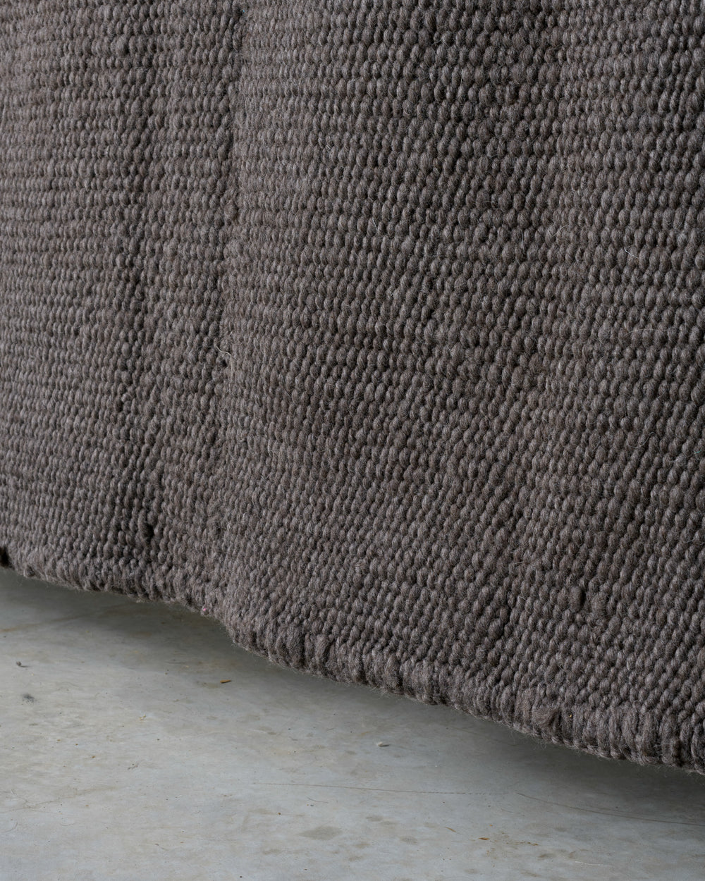 Dark Grey Cardada Wool Rug w Thin Weave