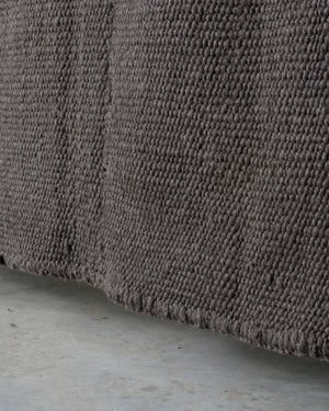 Dark Grey Cardada Wool Rug w Thin Weave
