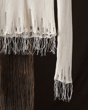 Long SLV Top Loose Rib Off White