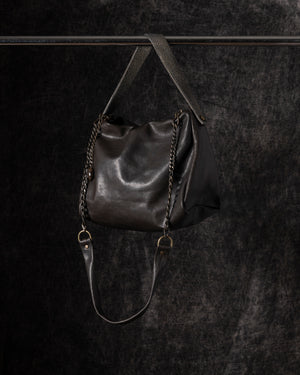 Paula Shoulder Bag Leather Brown w/ Mesh Handle