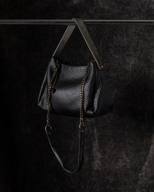 Paula Shoulder Bag Leather Black w/ Mesh Handle