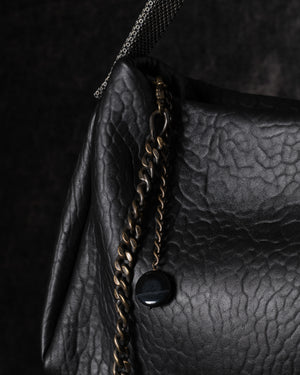 Paula Shoulder Bag Leather Black w/ Mesh Handle