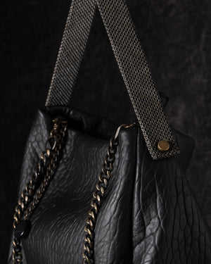 Paula Shoulder Bag Leather Black w/ Mesh Handle