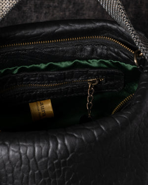 Paula Shoulder Bag Leather Black w/ Mesh Handle