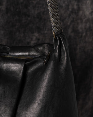 Michelle Shoulder Bag Leather w/ Mesh Handle Black