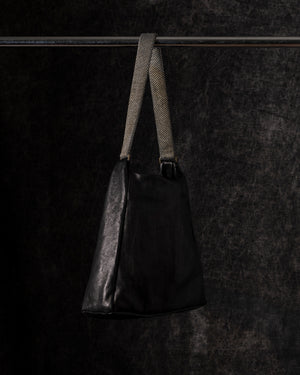 Michelle Shoulder Bag Leather w/ Mesh Handle Black