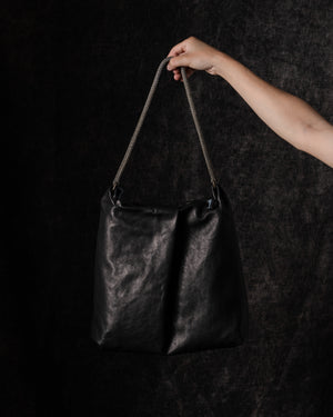 Michelle Shoulder Bag Leather w/ Mesh Handle Black