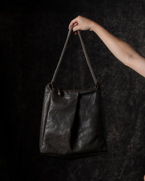 Michelle Shoulder Bag Leather w/ Mesh Handle Brown