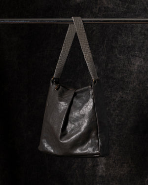 Michelle Shoulder Bag Leather w/ Mesh Handle Brown