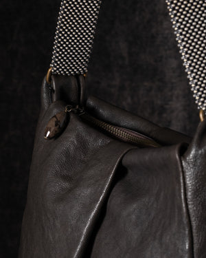 Michelle Shoulder Bag Leather w/ Mesh Handle Brown