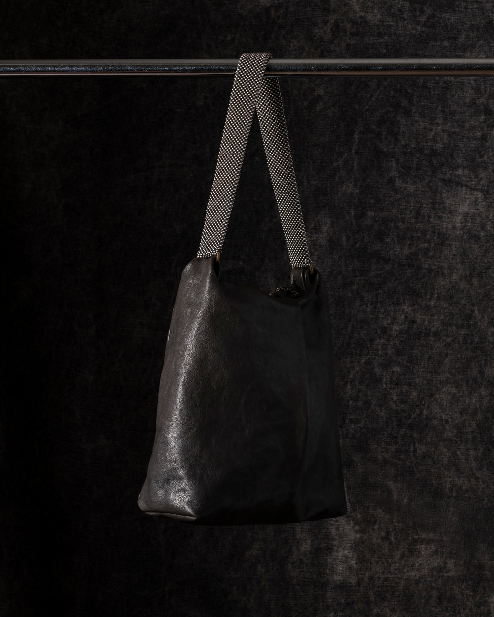 Michelle Shoulder Bag Leather w/ Mesh Handle Brown