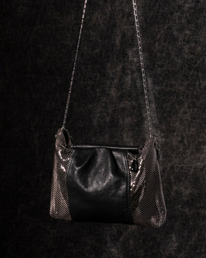 Yvonne Pleat Bag Leather+ Mesh Black / Gunmetal
