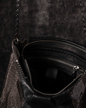 Yvonne Pleat Bag Leather+ Mesh Black / Gunmetal
