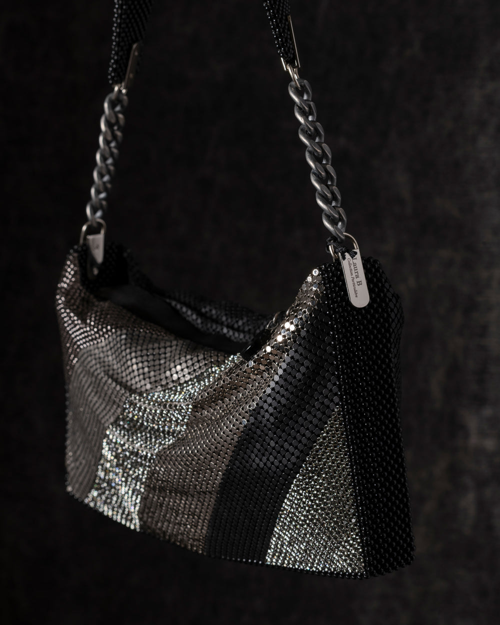 Daniela Diagonals Box Baguette w/ Swarovski Crystals Black / Grey