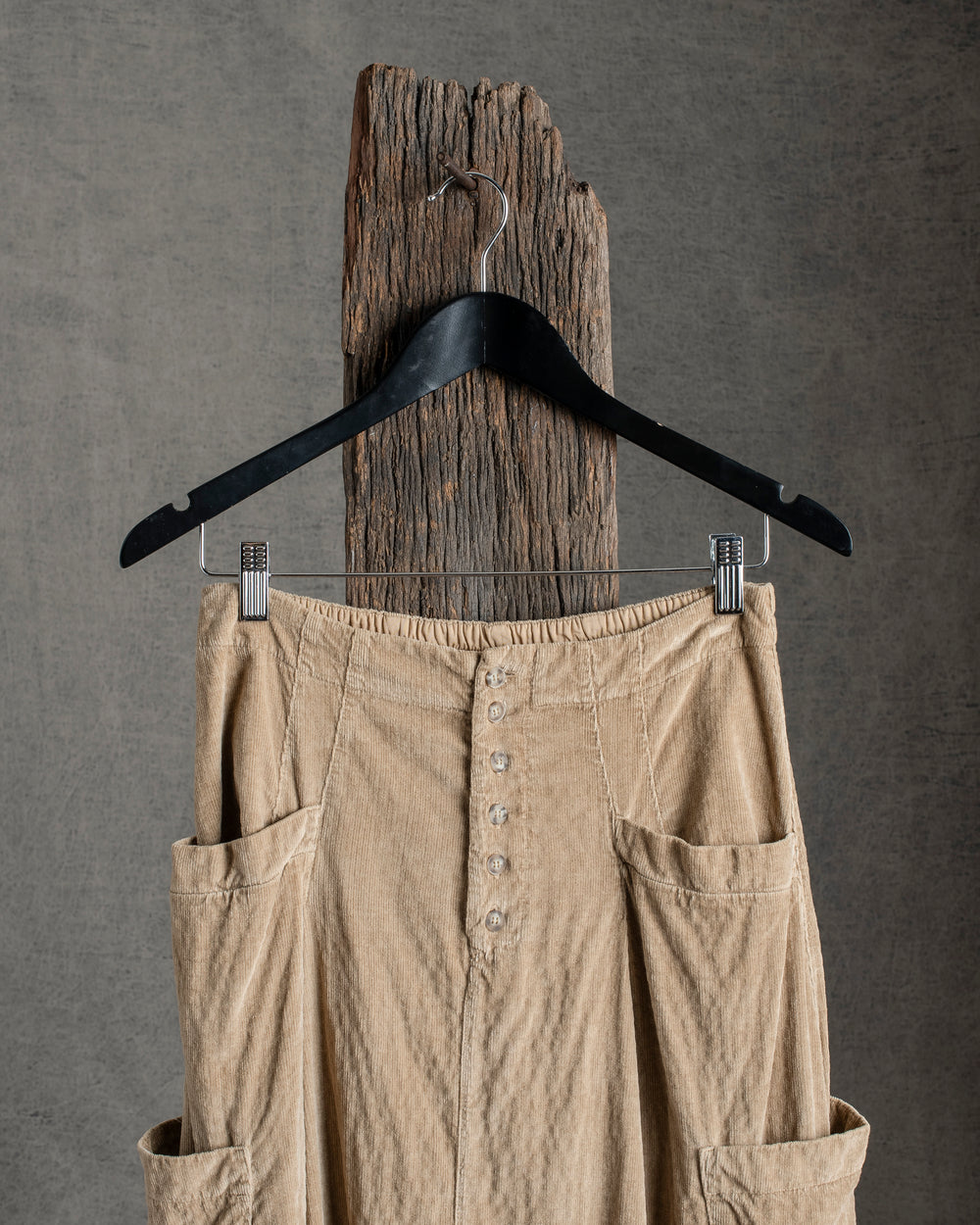 Cord Cargo Skirt Camel